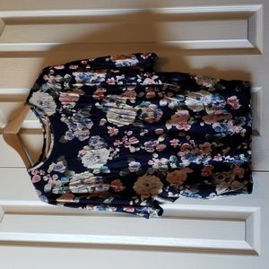 Navy Floral Dolman Sleeve Top.